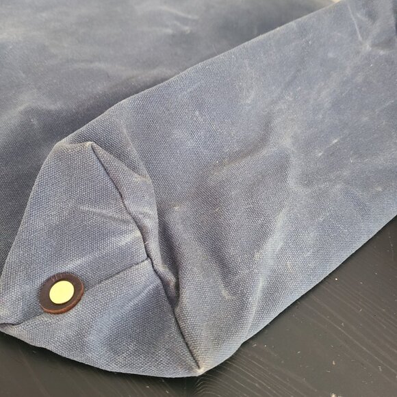 General Knot & Co Smuggler Waxed Canvas Portfolio Tote Bag Leather Straps Blue - Picture 8 of 10